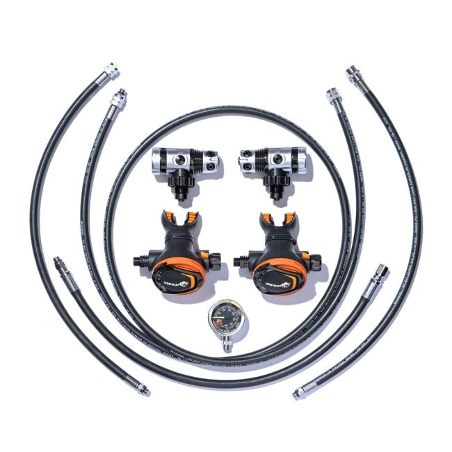 Deep 6 Signature Series Backmount Doubles Regulator Package