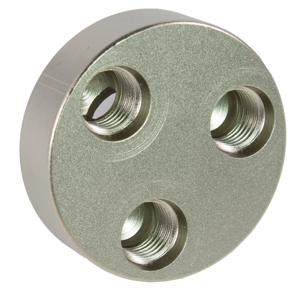 Omniswivel Y-block 9/16-18" Female to 3/8-24" Female (3-way)