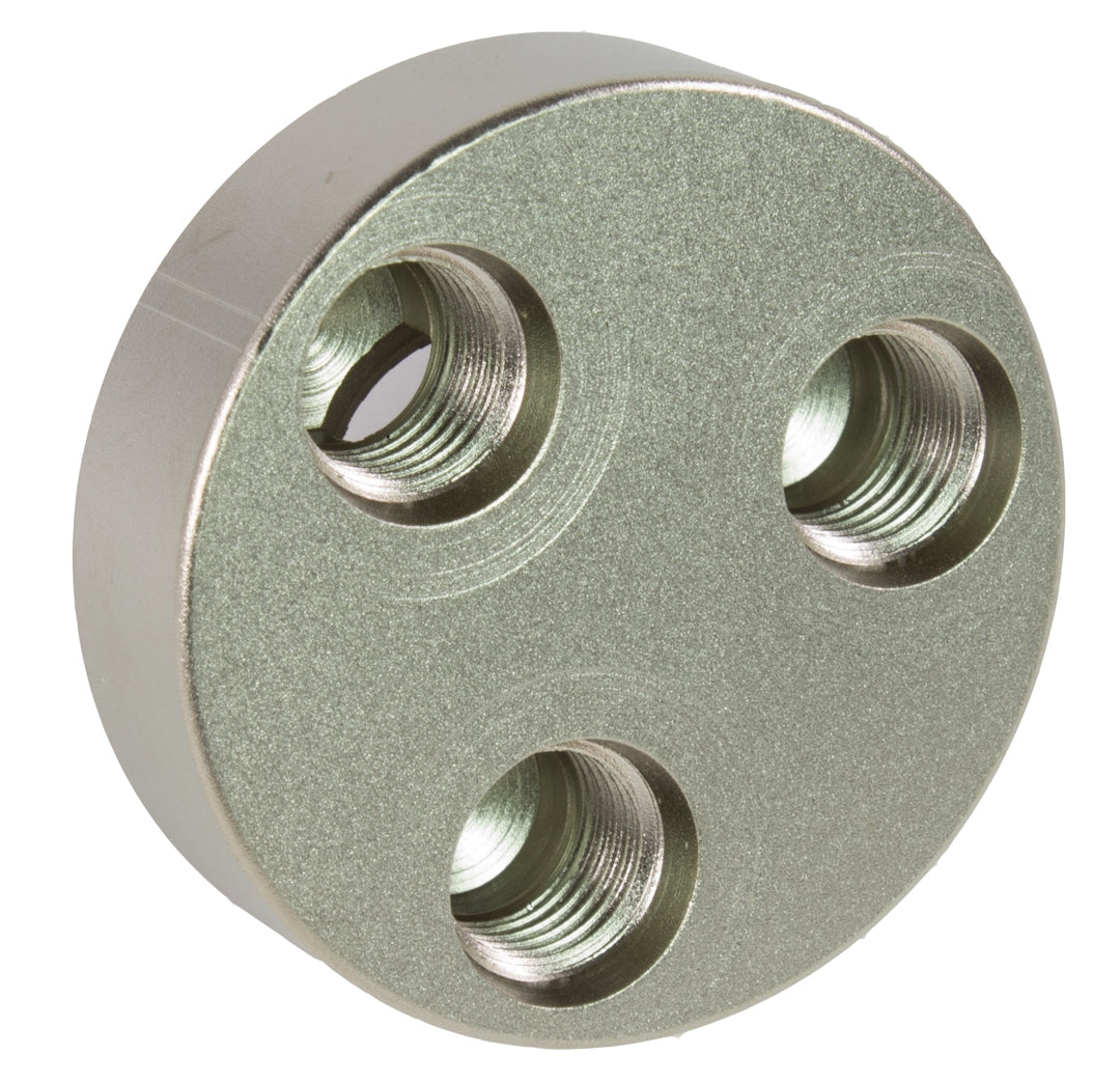 Omniswivel Y-block 9/16-18" Female to 3/8-24" Female (3-way)
